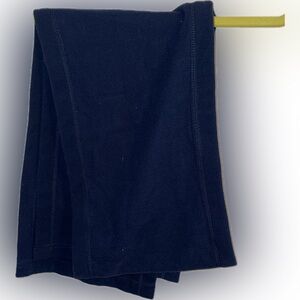 Lands' End Fleece Polyester Rectangle Scarf Navy Blue Solid Women